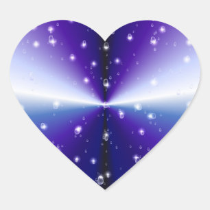 Raindrops with Stars on Purple Blue Black Rainbow Heart Sticker
