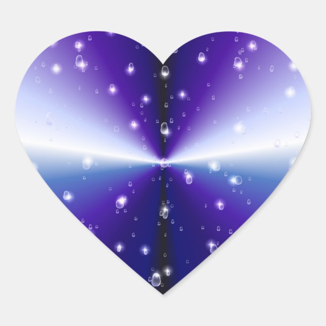 Raindrops with Stars on Purple Blue Black Rainbow Heart Sticker (Front)