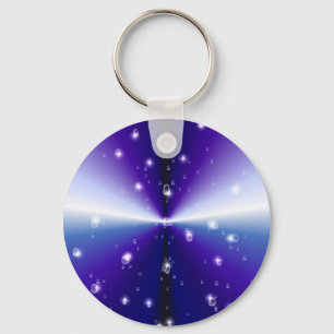 Raindrops with Stars on Purple Blue Black Rainbow Key Ring