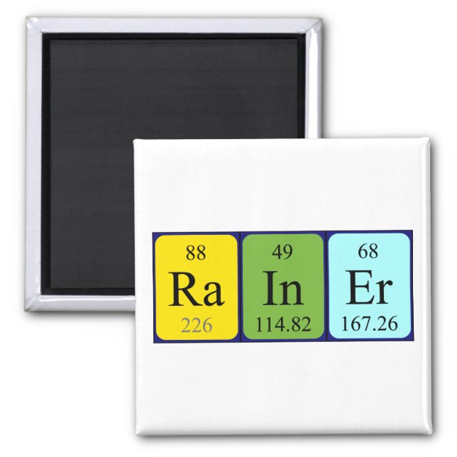 Rainer periodic table name magnet (Front)