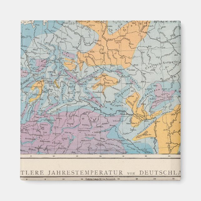 Rainfall map of Germany Magnet (Front)