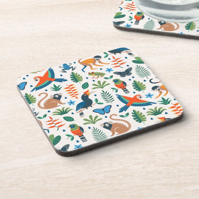 Rainforest Animal Pattern Coaster (Left Side)