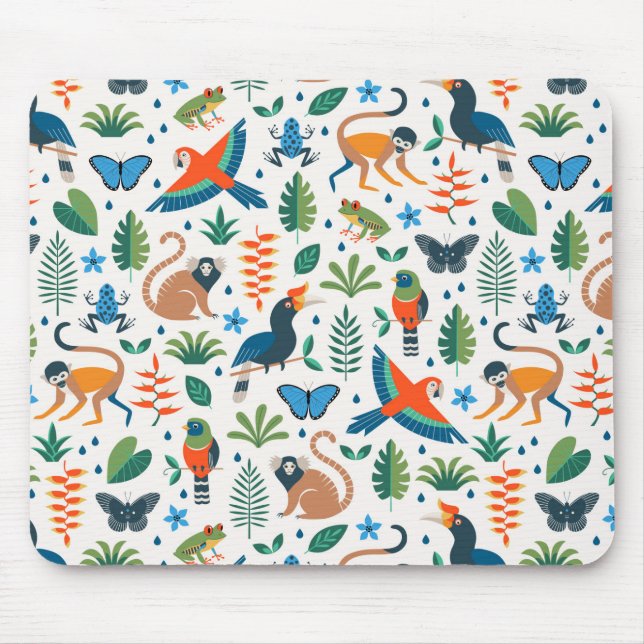 Rainforest Animal Pattern Mouse Mat (Front)