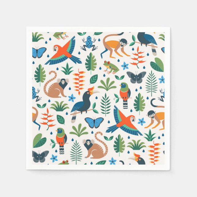 Rainforest Animal Pattern Napkin (Front)