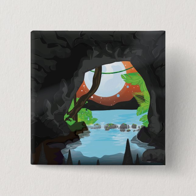Rainforest Cave 15 Cm Square Badge (Front)