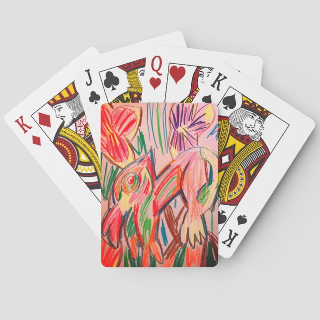 Rainforest chameleon drawing  playing cards (Back)