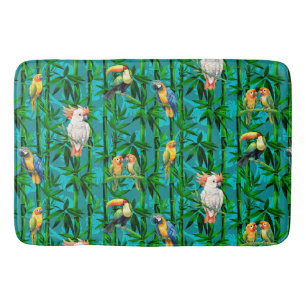 Rainforest Dreams Tropical Bamboo Birds Bath Mat