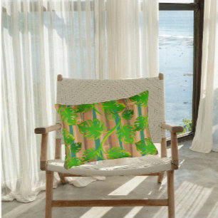 Rainforest Dreams Tropical Philodendron Bamboo Decorative Cushion