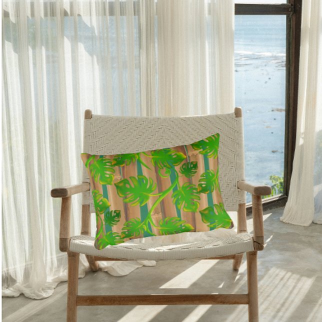 Rainforest Dreams Tropical Philodendron Bamboo Decorative Cushion (Rainforest dreaming!)