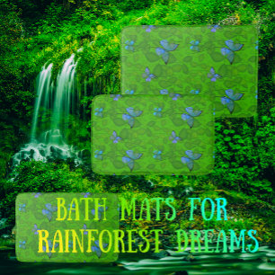 Rainforest Dreams Tropical Vines Butterflies Bath Mat