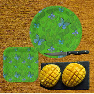 Rainforest Dreams Tropical Vines Butterflies  Paper Plate