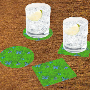 Rainforest Dreams Tropical Vines Butterflies Square Paper Coaster