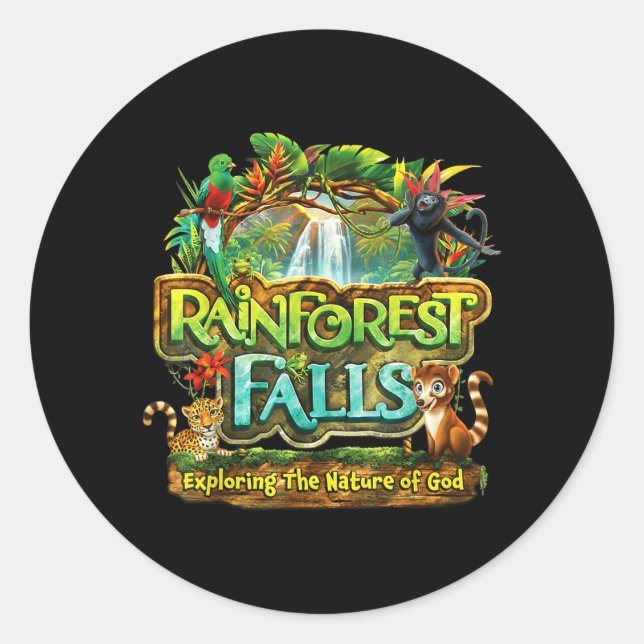 Rainforest Falls Funny Vbs 2026 Exploring The Classic Round Sticker (Front)