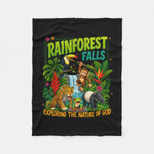 Rainforest falls vbs 2026 christian kids camp fleece blanket