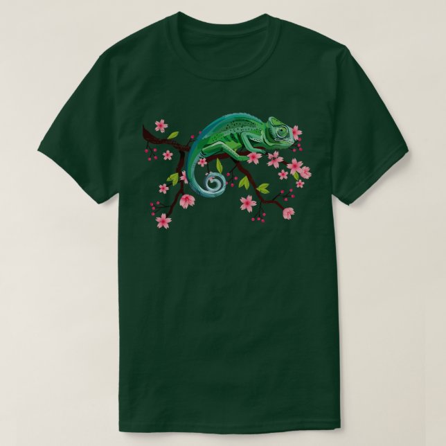 Rainforest Flower Chameleon T-Shirt (Design Front)
