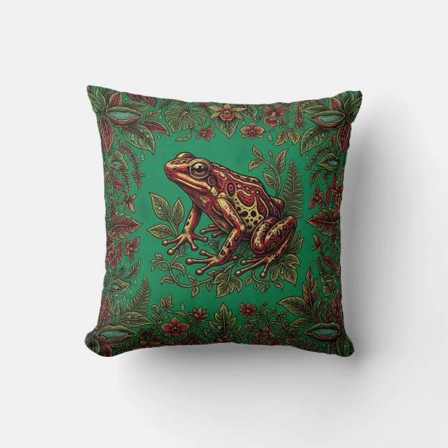 Rainforest Frog Centred Throw Pillow (Front)