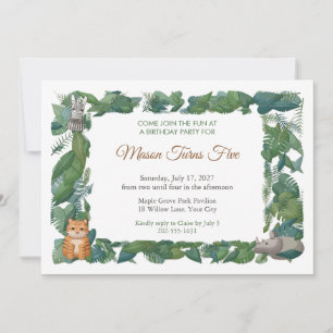 Rainforest Frolic Kids Birthday Party Invitation