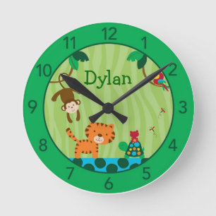 Rainforest Jungle Personalised Nursery Wall Clock