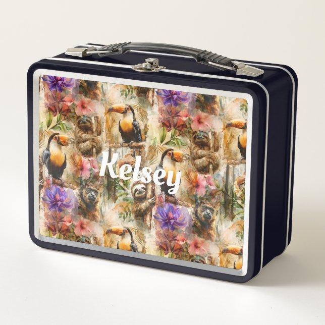 Rainforest Life Personalised Metal Lunch Box (Front)