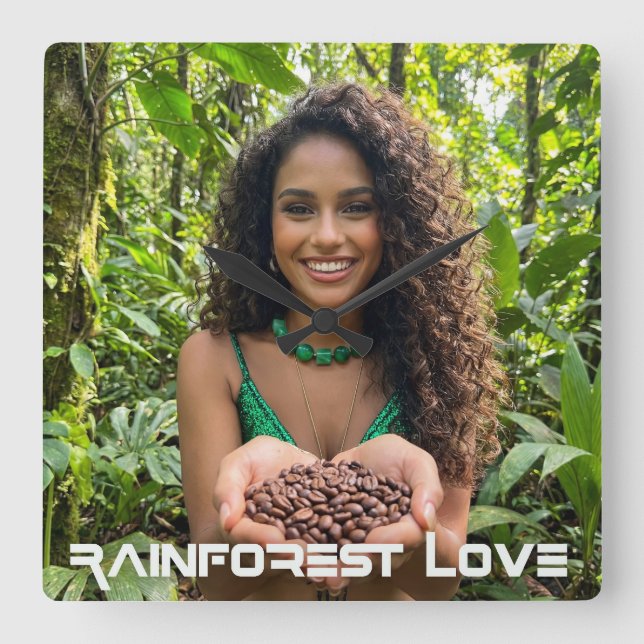 RAINFOREST LOVE  SQUARE WALL CLOCK (Front)