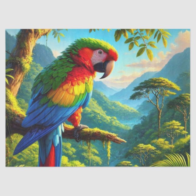 Rainforest Macaw Parrot Tissue Paper (Front)
