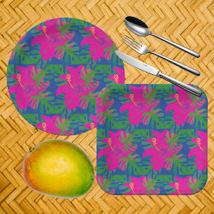 Rainforest Philodendron Hibiscus Tropical Paper Plate
