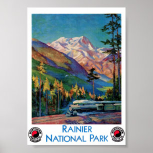 Rainier National Park Vintage Poster Restored