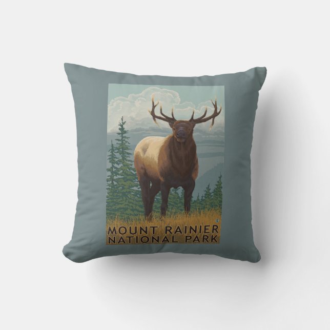 Rainier National Park, WashingtonElk Scene Cushion (Front)