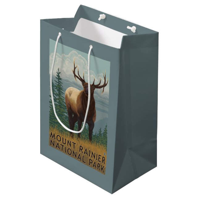 Rainier National Park, WashingtonElk Scene Medium Gift Bag (Front Angled)