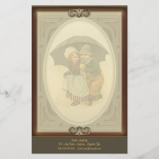Raining Again Vintage Illustration Letterhead