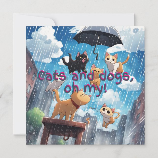 Raining Cats And Dogs Holiday Card (Front)