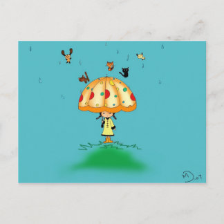Raining cats and dogs postcard