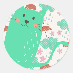 Raining Cats Classic Round Sticker
