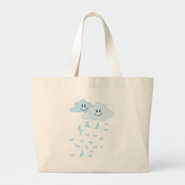 raining cats & dogs large tote bag (Front)