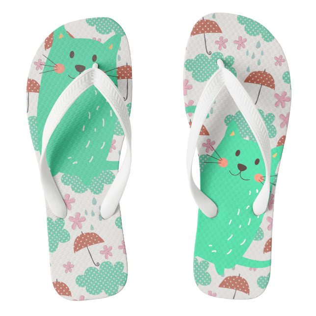 Raining Cats Flip Flops (Footbed)