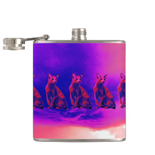 raining cats hip flask