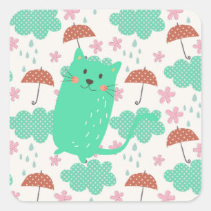 Raining Cats Square Sticker