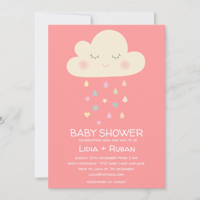 Raining Cloud Baby Shower Invitation (Front)