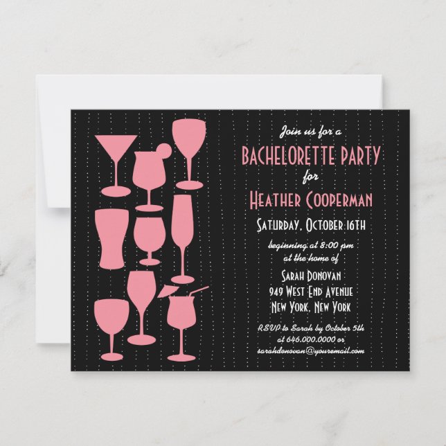 Raining Cocktails Bachelorette Party Invitation (Front)