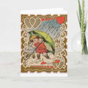 Raining Cupid Arrows Vintage Valentine's Day Card