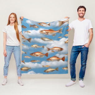 Raining Fish Fleece Blanket