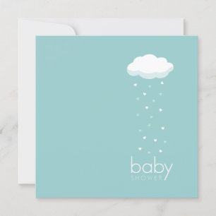 Raining Hearts Aqua Baby Shower invitation