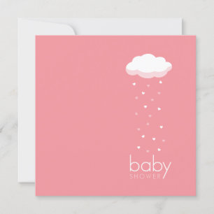 Raining Hearts Baby Shower Pink invitation