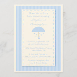 Raining hearts umbrella baby shower invitation