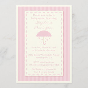 Raining hearts umbrella baby shower invitation