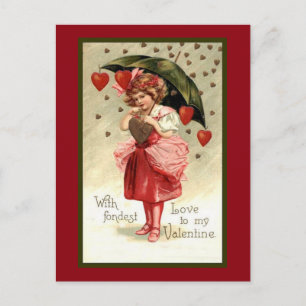 Raining Hearts Valentine Holiday Postcard