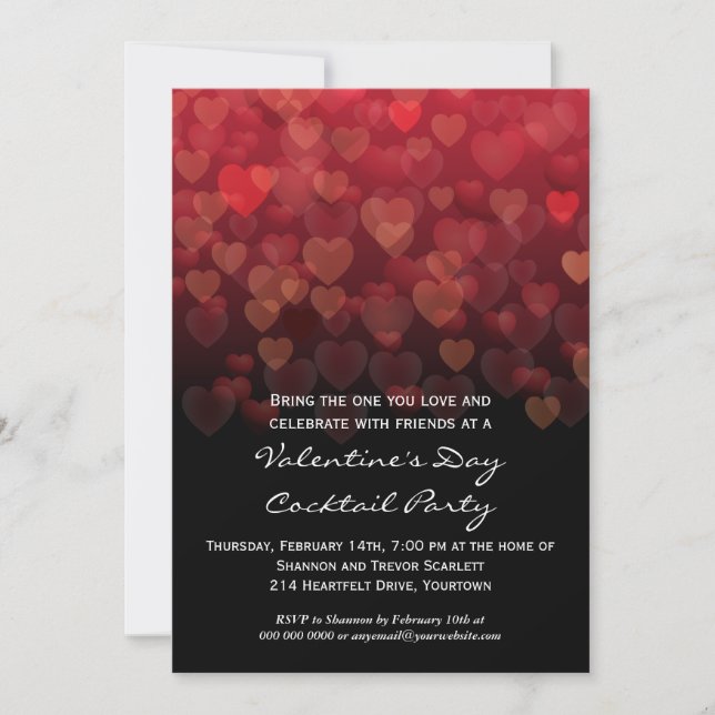 Raining Hearts Valentines Day Party Invitation (Front)