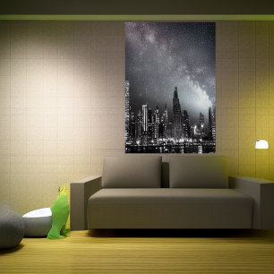Raining in the city at night   AI Art Poster