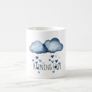 Raining Love Blue Clouds Hearts Coffee Mug