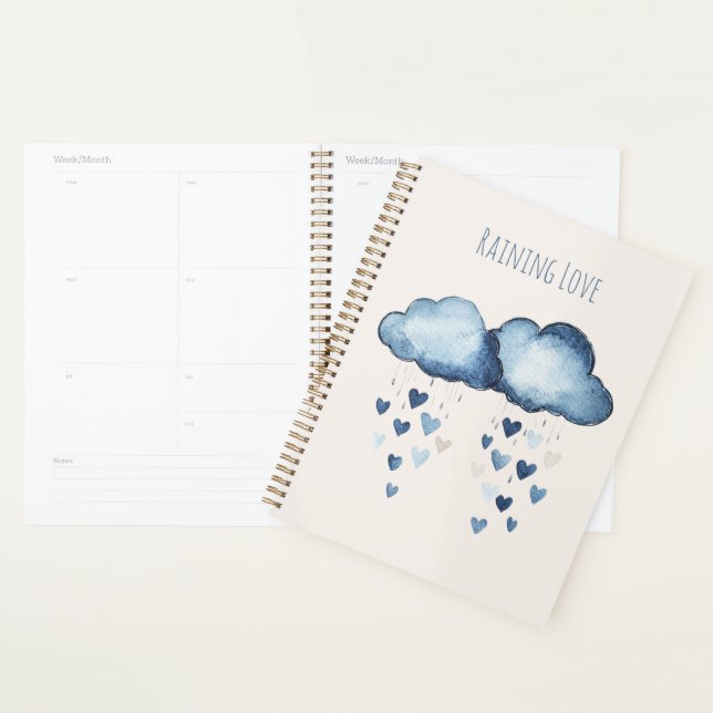 Raining Love Blue Clouds Hearts Planner (Display)